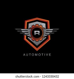 Automotive Shield R Letter Logo