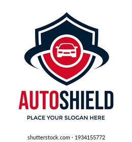 Automotive shield vector logo template. This design use car symbol. Suitable for protection.