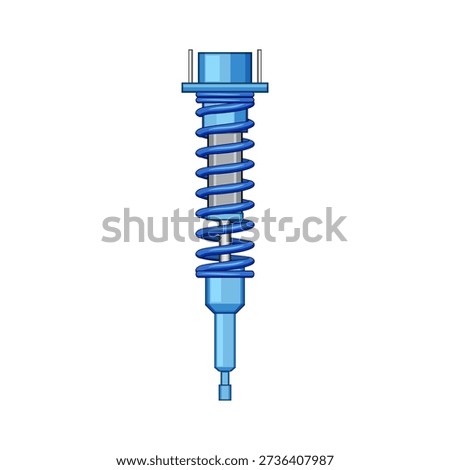 Automotive shock absorber system featuring a coiled spring and a piston, regulating vehicle suspension and absorbing impacts for a smooth ride and improved handling characteristics