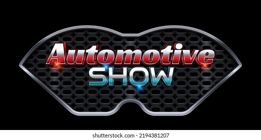 Automotive Show 3d Logo Text Effect With Realistic Modern Car Grill Background