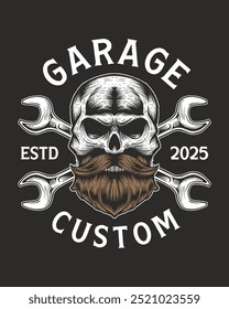 Automotive Skull beard Garage rider