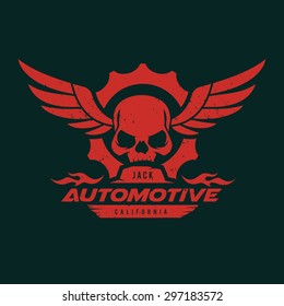 Automotive Skull Biker logo template