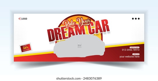 Automotive social media and Facebook cover banner template, Luxury car rent social media banner template