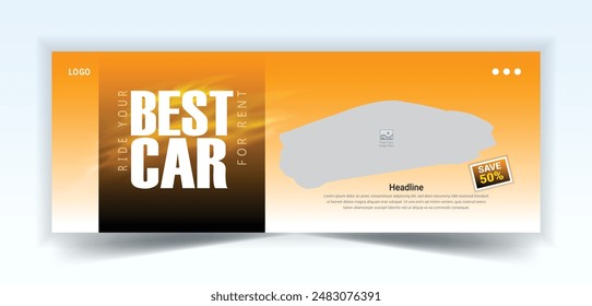 Automotive social media and Facebook cover banner template, Luxury car rent social media banner template