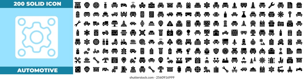 Automotive Solid Editable Icons set. Vector illustration in modern thin solid style of automotive icons: Spare Component, Replacement Part, Auto Spare, Car Part, Vehicle Component, etc