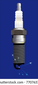 Automotive spark plug on blue background. Vector