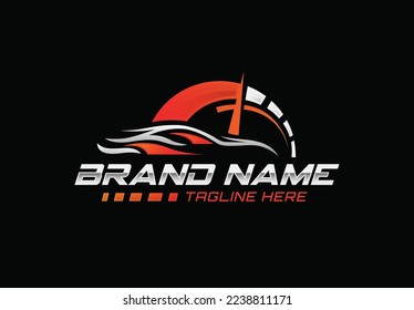 Automotive speed car logo template design. Speedometer and card logo	