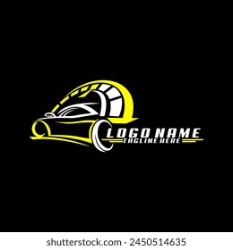 automotive speed sport car meter logo design vector