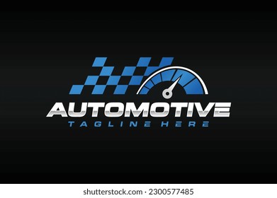 logotipo de la raza de la bandera del velocímetro automotor