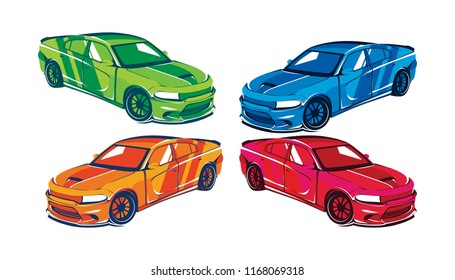Automotive sport car illustration multicolor