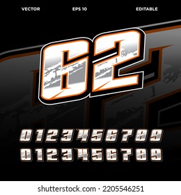 Automotive and sport racing number effect design 