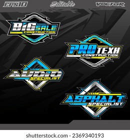Automotive and sport sticker pack design vector