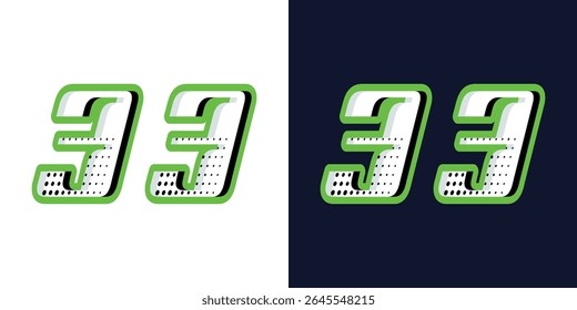 Automotive and sports number 33 racing effect vector template