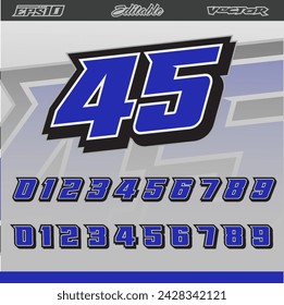 Automotive sticker and number decals concept with racing style