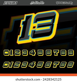 Automotive sticker and number decals concept with racing style