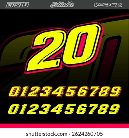 Automotive sticker and racing number label vector editable