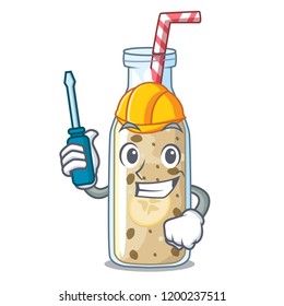Automotive sweet banana smoothie isolated on mascot