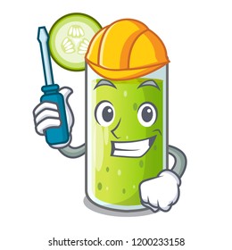 Automotive sweet cucumber juice isolated on mascot