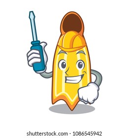 Automotive swim fin mascot cartoon