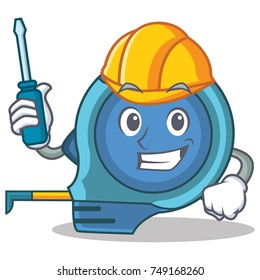 Automotive tape measure character cartoon