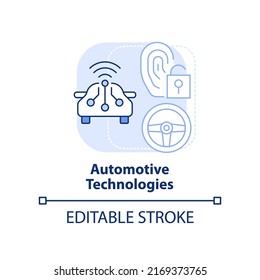 Automotive technologies light blue concept icon. Biometric technology usage abstract idea thin line illustration. Isolated outline drawing. Editable stroke. Arial, Myriad Pro-Bold fonts used