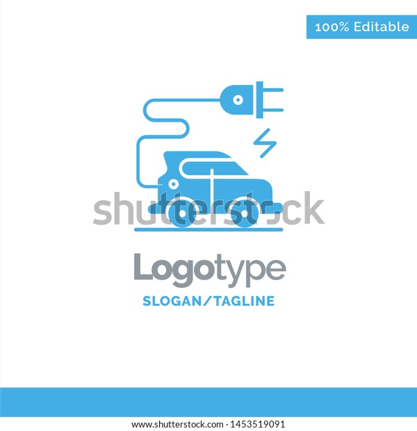 Automotive Technology,\
Electric Car, Electric Vehicle Blue Solid Logo Template. Place for\
Tagline