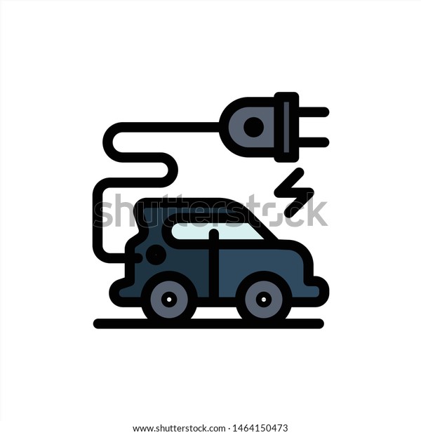 Automotive Technology, Electric Car, Electric\
Vehicle  Flat Color Icon. Vector icon banner Template. Vector Icon\
Template background