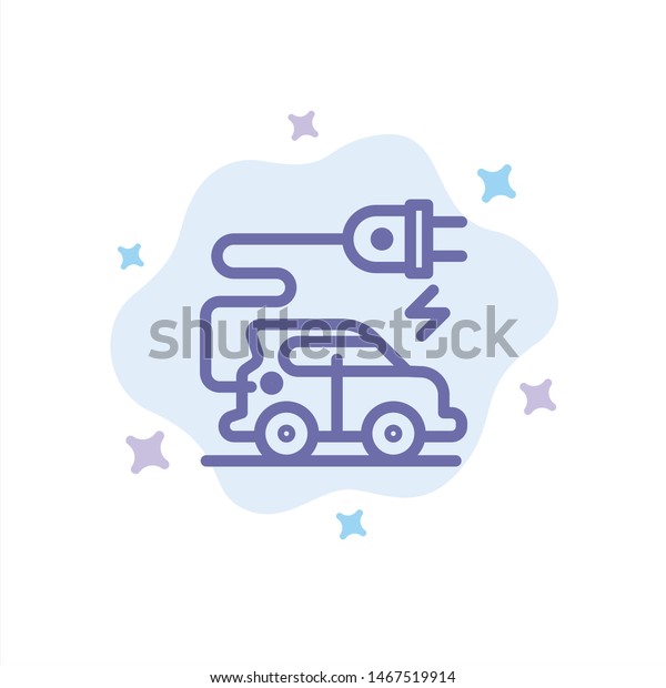 Automotive Technology, Electric Car, Electric\
Vehicle Blue Icon on Abstract Cloud Background. Vector Icon\
Template background
