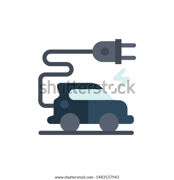 Automotive Technology, Electric Car,\
Electric Vehicle  Flat Color Icon. Vector icon banner\
Template