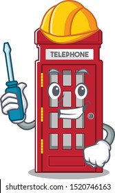 Automotive telephone booth isolated with the cartoon