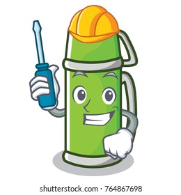 Automotive thermos character cartoon style