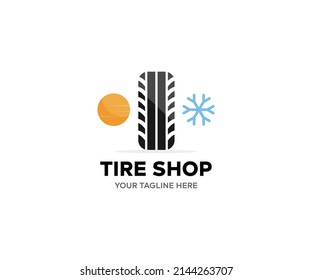 Automotive tires shop logo design. Car tire shop and service vector design and illustration.