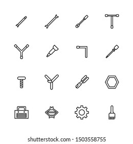 automotive tool lined icons set vector.
