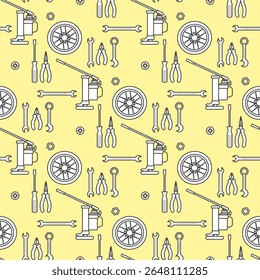 Automotive tools seamless pattern with car repair equipment on yellow background vector - Powered by Shutterstock - Get 15% off with code: PIKWIZARD15
