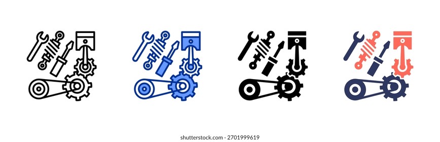 Conjunto de iconos de herramientas automotrices Conjunto de iconos colección de estilo múltiple