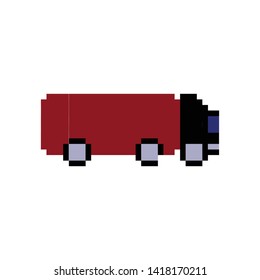 Automotive truck car vector illustration, pixel look icon