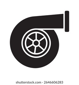 Ícone de turbocompressor automotivo representando o desempenho do motor do carro aumentar a potência e velocidade do veículo para o automobilismo e sintonização modificação vetor ícone de glifo sólido