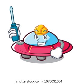 Automotive ufo mascot cartoon style