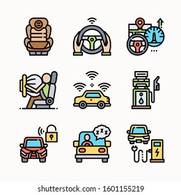 Automotive vector Color icons set