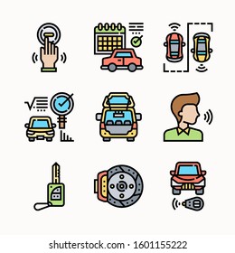 Automotive vector Color icons set