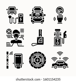 Automotive vector Glyph icons set