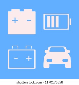 automotive vector icons set. with car, car battery and battery in set
