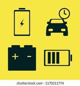 automotive vector icons set. with car battery, battery and parking time in set