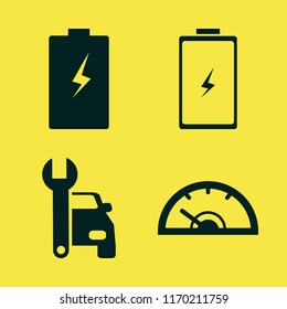 automotive vector icons set. with speedometer, battery and car repair in set