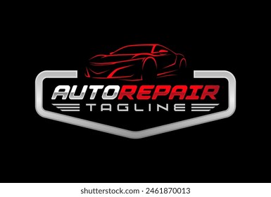 Automotive vector logo isolated template. Car Logo emblem. Vector illustration set of logo on Sports car theme. Car Garage silhouette isolated