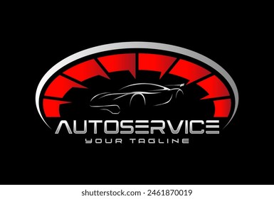 Automotive vector logo isolated template. Car Logo emblem. Vector illustration set of logo on Sports car theme. Car Garage silhouette isolated