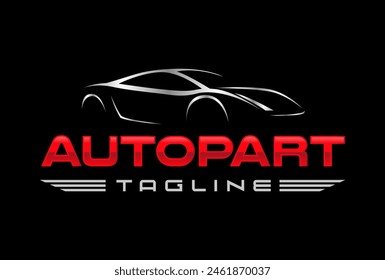 Logotipo de Vector automotriz Plantilla aislada. Logotipo del coche. Conjunto de Ilustración vectorial del logotipo en el tema del coche deportivo. Coche Garaje silueta aislada