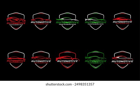 Automotive vector logo isolated template. Car Logo emblem. Vector illustration set of logo on Sports car theme. Car Garage silhouette isolated