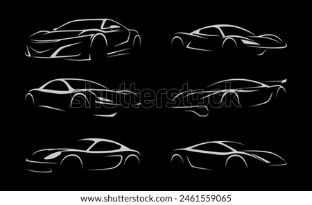 Automotive vector logo isolated template. Car Logo emblem. Vector illustration set of logo on Sports car theme. Car Garage silhouette isolated