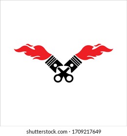 automotive vector logo piston with flames